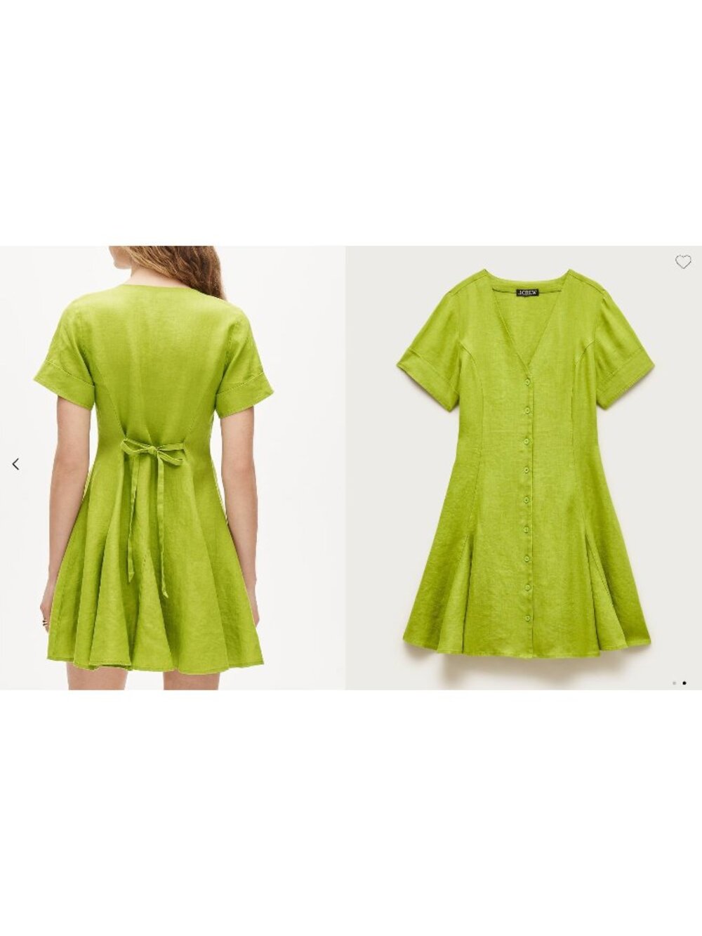 J.crew Fleur mini dress linen Vibrant Fern Green Size 4 Cottage Prep $168